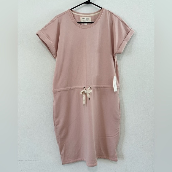 NWT Hass California Sustainable Fleece Rosewater Pink T-Shirt Dress Size M - Picture 3 of 16